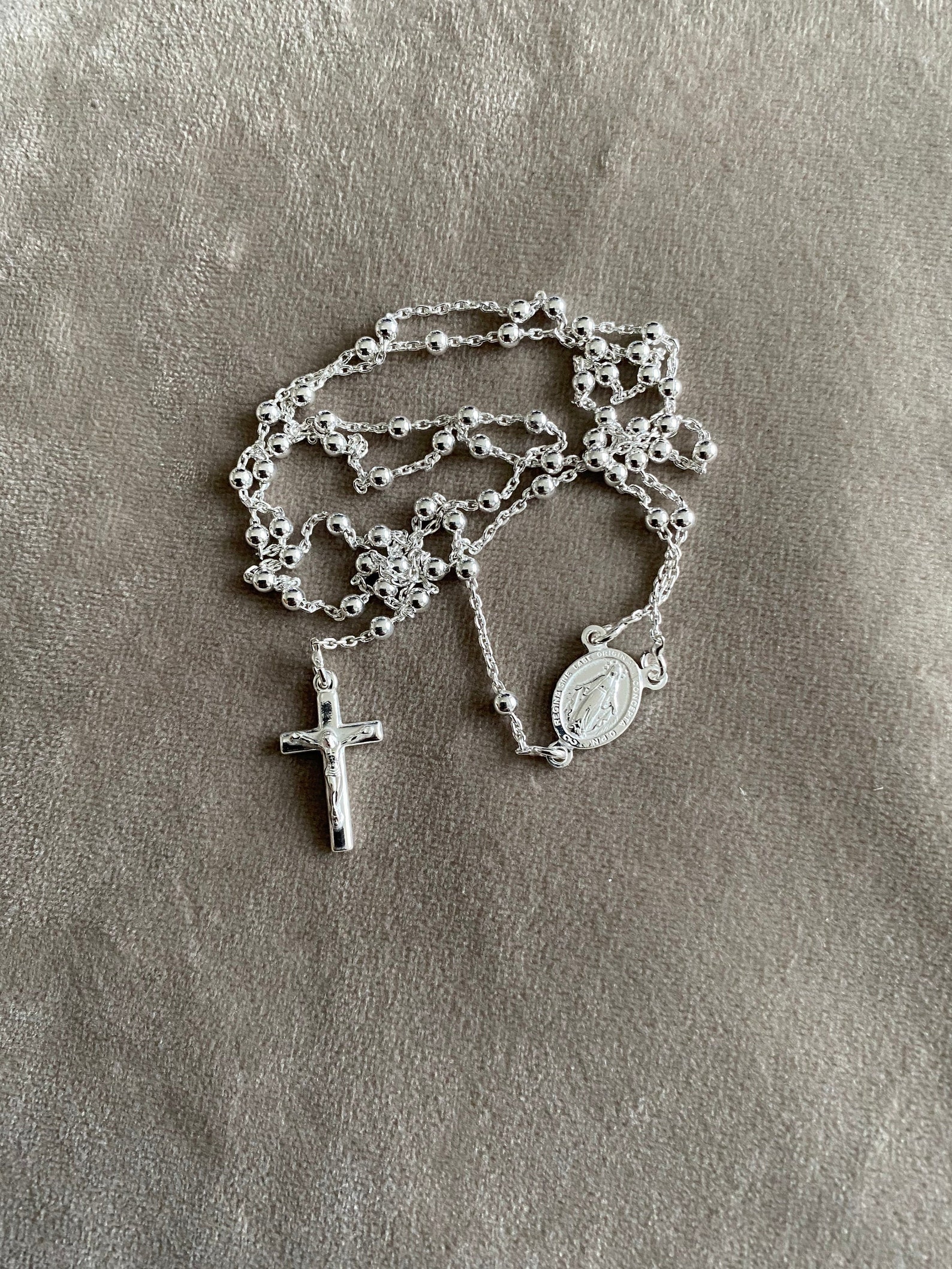 Sterling Silver Rosary Beads 9g 0.3cm 24inch Solid Silver Etsy UK