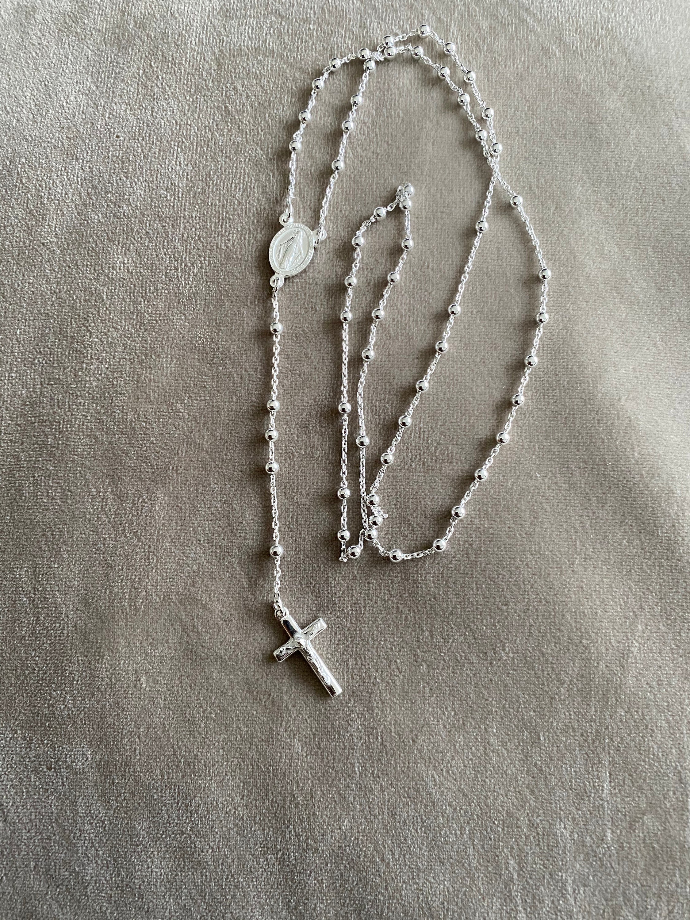 Sterling Silver Rosary Beads 9g 0.3cm 24inch Solid Silver Etsy UK
