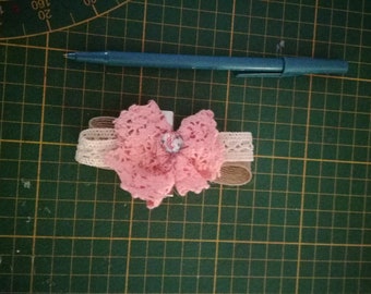 Pink lace bow Barrette