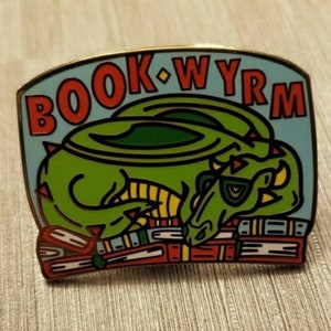 Book Wyrm enamel pin