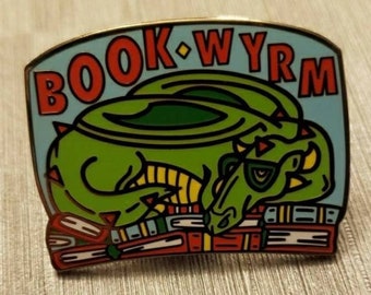 Book Wyrm enamel pin