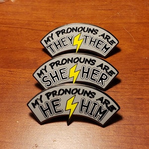 Pronoun series enamel pins, larger size