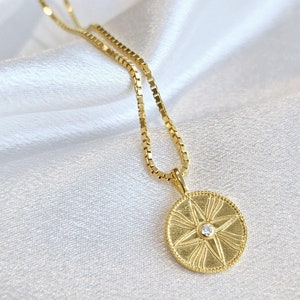 Assyrian Coin Necklace with Diamond | Gold Vermeil | Cultural Jewelry Gift | Unique Historical Jewelry | Ancient | Vintage Style | Dainty