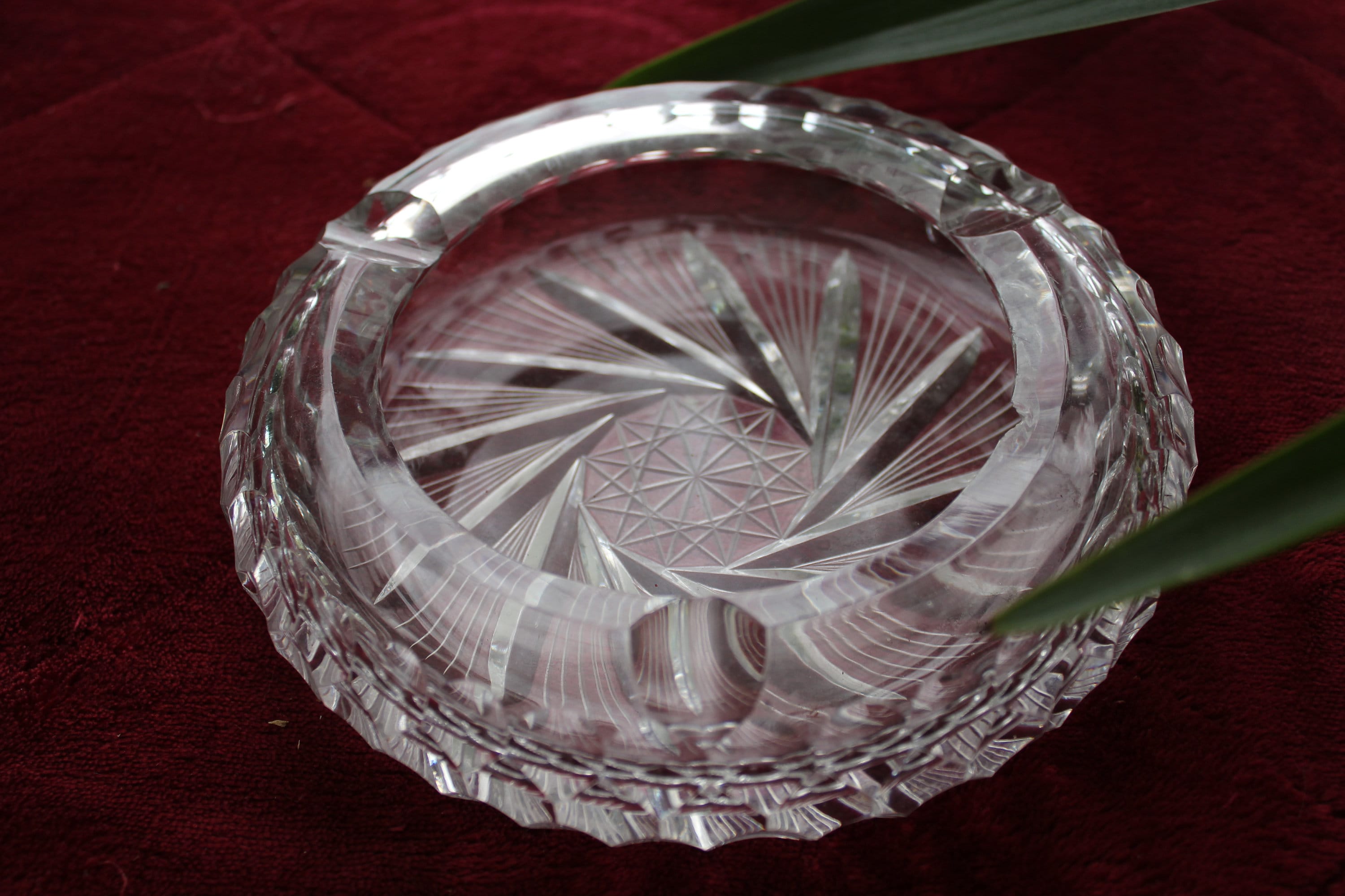 Pinwheel Cut Glass Crystal Ashtray Etsy Australia