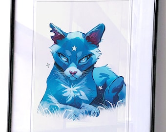 BLUESTAR, Print, Aesthetic, Cats, Illustration, WarriorCats, Fanart, Warriors, Sketch