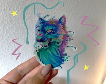 Candy Arcade Big Cat, Sticker, Nostalgia, Fantasy, Colourful, Pastel
