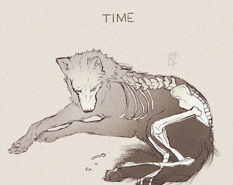 Zeit Druck Asthetik Wolf Illustration Empfindlich Etsy De