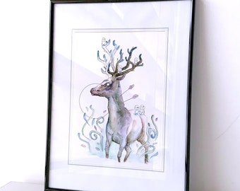 Forest Spirit, Print, Mononoke, Ghibli, Illustration, Painting, Decoration, Present, Animal