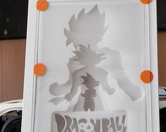 Caja de luz Goku, caja de luz, caja de sombras, Caja de sombras Dragonball. ¡Hecha a mano!