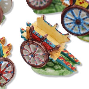 Sicilian Cart in Caltagirone Ceramic, 2 Size Options and Random Decoration/Color (1 Unit)