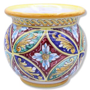 Cachepot, Plant pot in fine ceramic, Baroque Palermo decoration, with 5 size options (1 Unit)