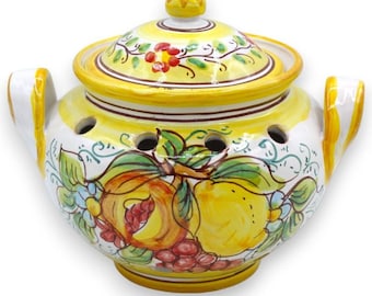 Caltagirone ceramic garlic or onion holder - h 17 and W 20 cm approx. (1 unit) With 2 decoration options