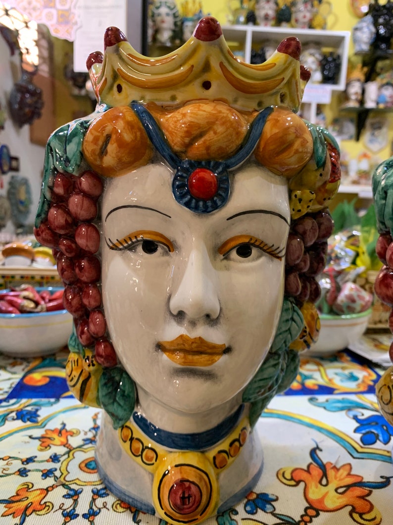 SICILIAN HEAD sizilianische Keramik Moorköpfe von Caltagirone Etsy