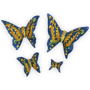 Caltagirone ceramic butterfly, baroque decoration - with four size options (1pc)