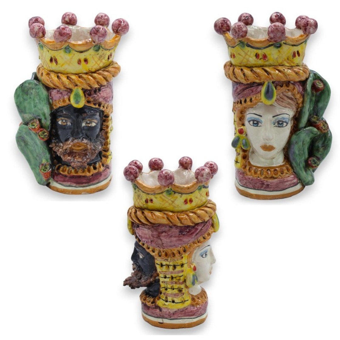 Twofaced Janus Head With Two Faces in Caltagirone Ceramic H Etsy