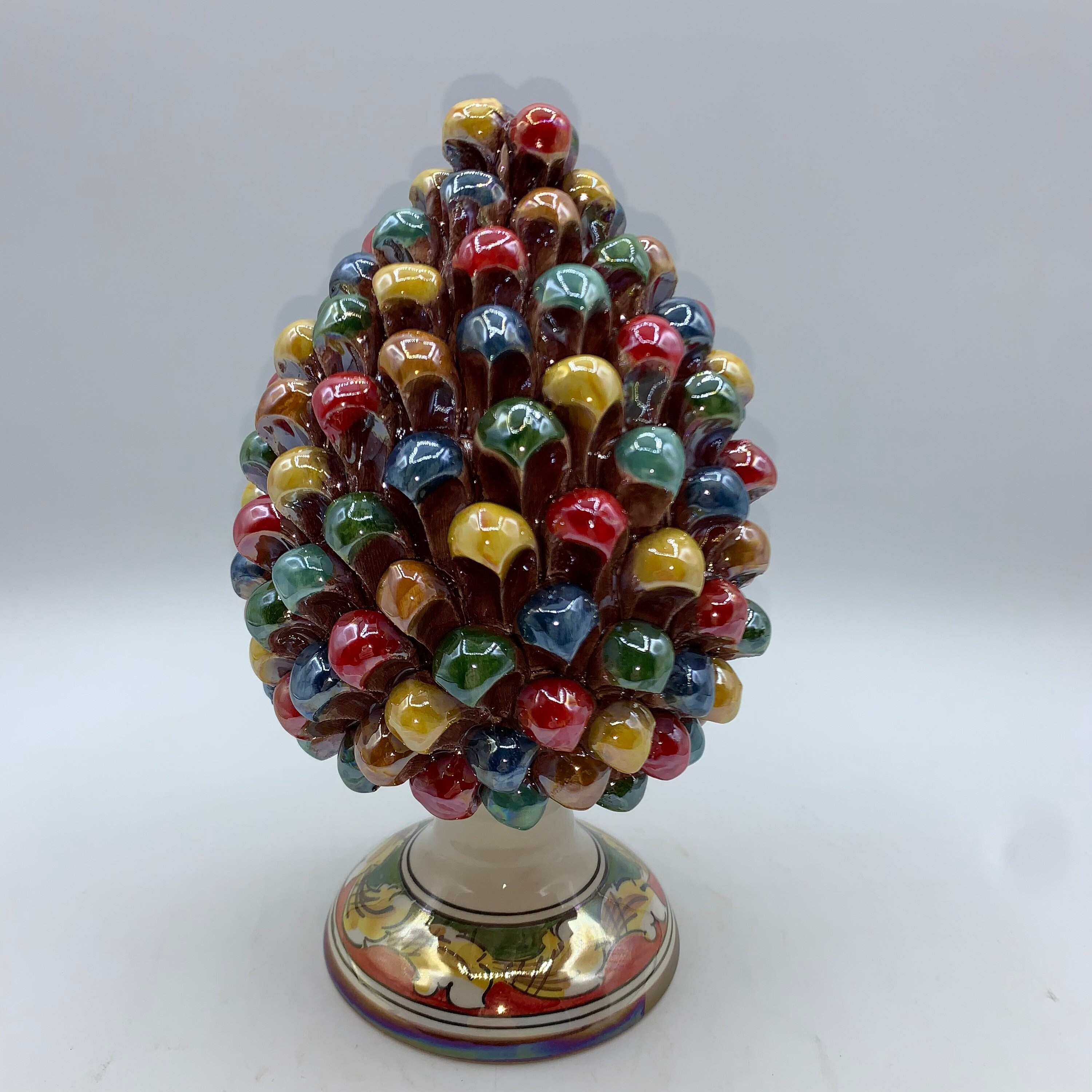 Sicilian ceramic pine cone of Caltagirone cm 22 made entirely by hand