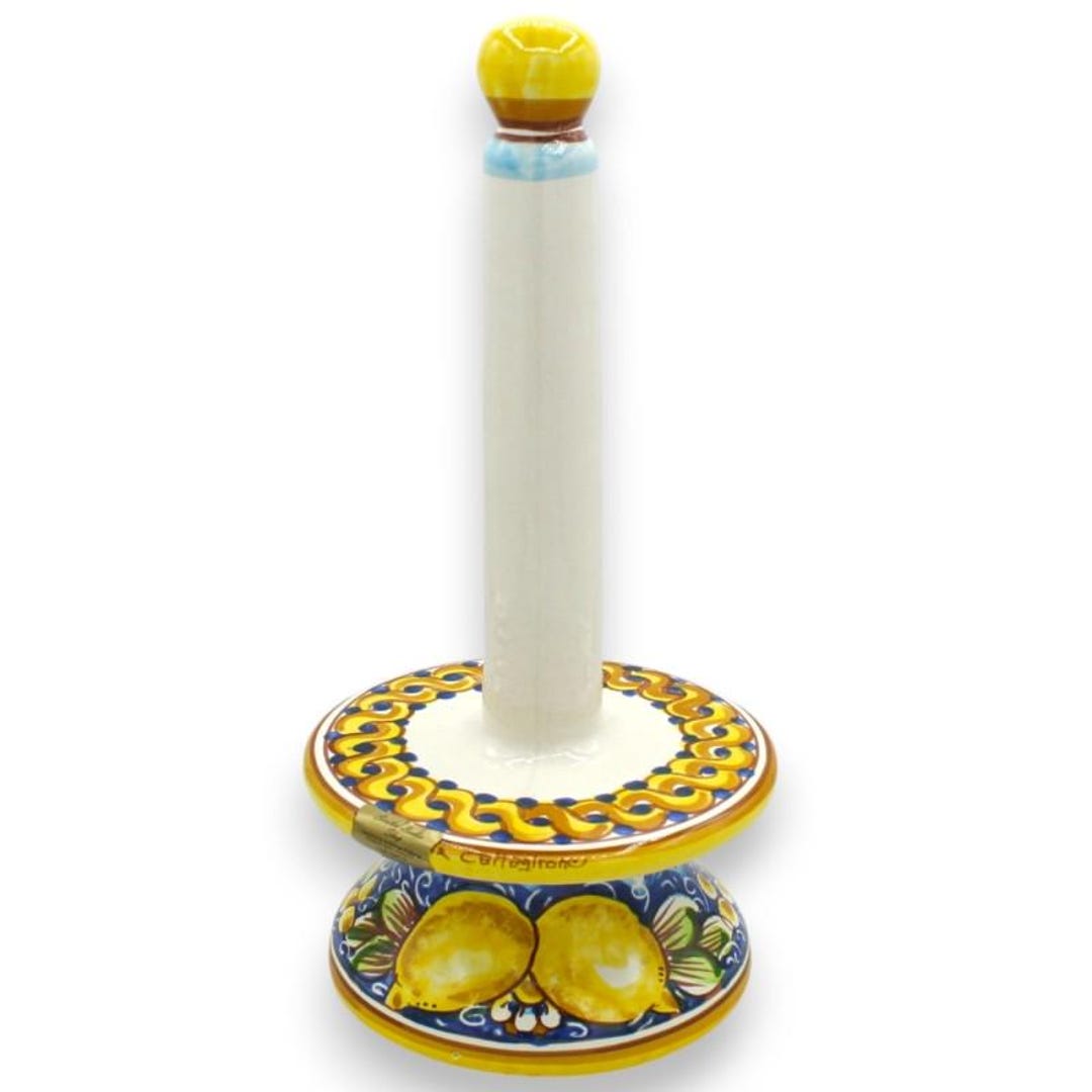 Caltagirone Ceramic Kitchen Roll Holder, H 30 and Ø 16 Cm Approx. Braid ...