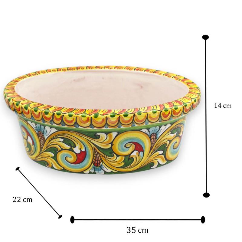 ⭐︎ 手作り陶器の楕円形花瓶　　大きめです 楕円形の花瓶、カルタジローネ陶器、長さ約35 x 22 x 14 cm、多色