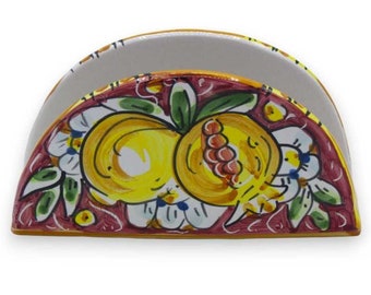 Servilletero de cerámica Caltagirone, largo 14 cm x alto 7,5 cm aproximadamente (1 pieza) con 4 opciones de decoración