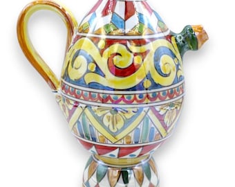 Bummulo malandrino Caltagirone Water bottle h 25 cm approx. Mother of pearl enamel, Sicilian and Baroque cart decoration