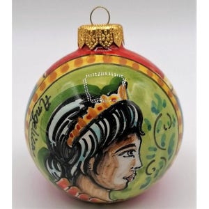 Caltagirone Christmas ball with selectable Carolingian series decoration – diameter approx. 8 cm (1pc)