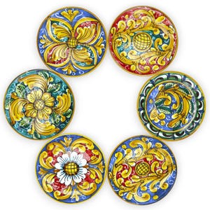 Ornamental plate in Sicilian ceramic Ø 16 cm approx. (1 piece) with various decoration options