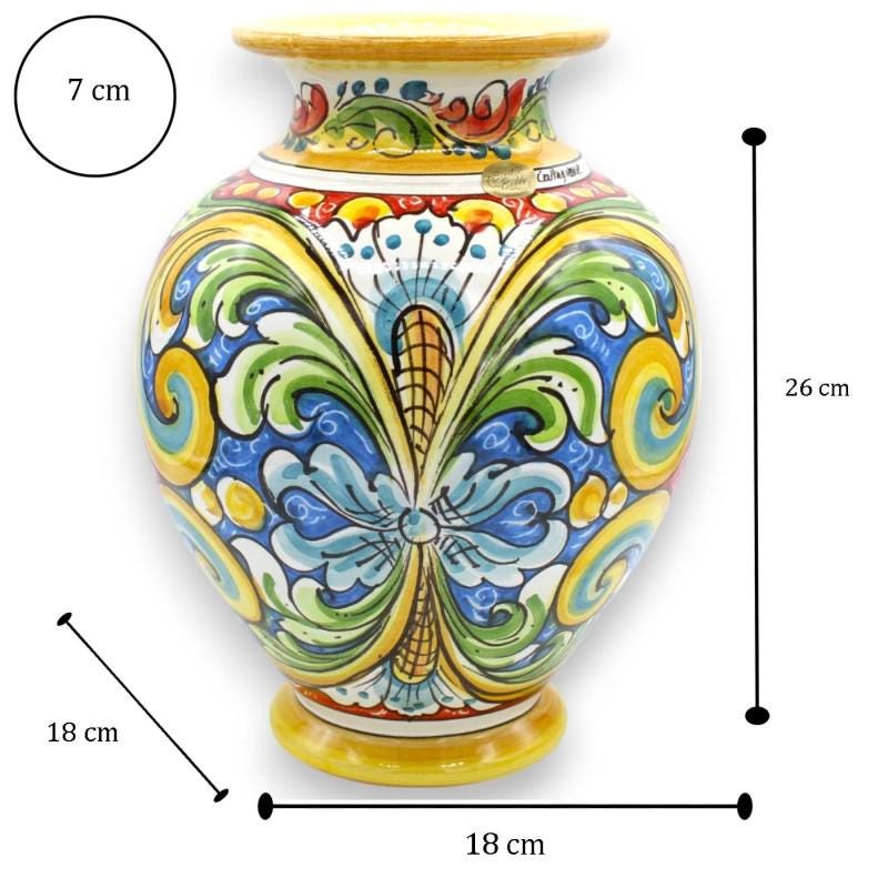 カルタジローネ陶器花瓶、約25 x 18 cm、多色装飾、多彩色 MD1 - Etsy 日本