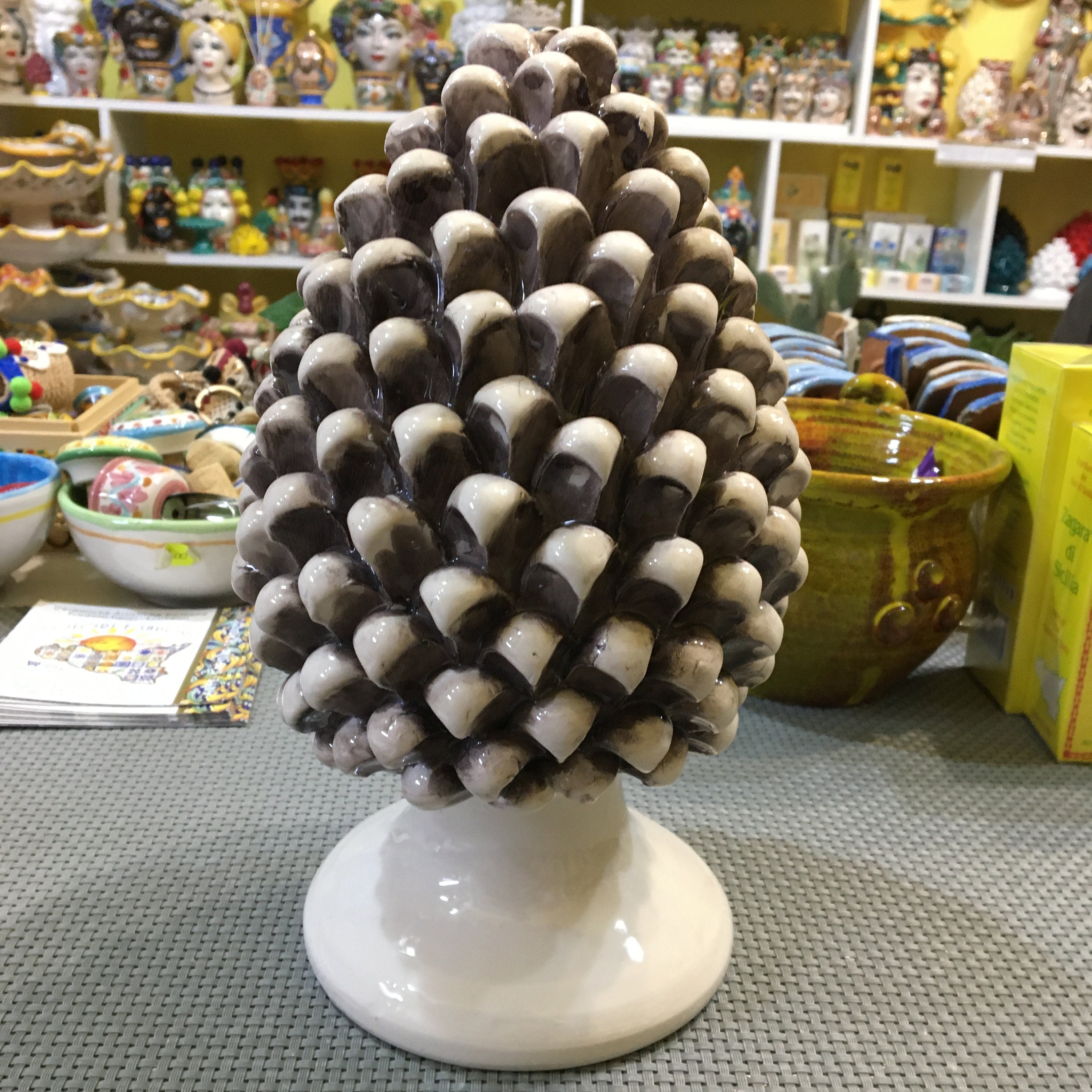 Sicilian ceramic pine cone of Caltagirone cm 25 handcrafted Etsy