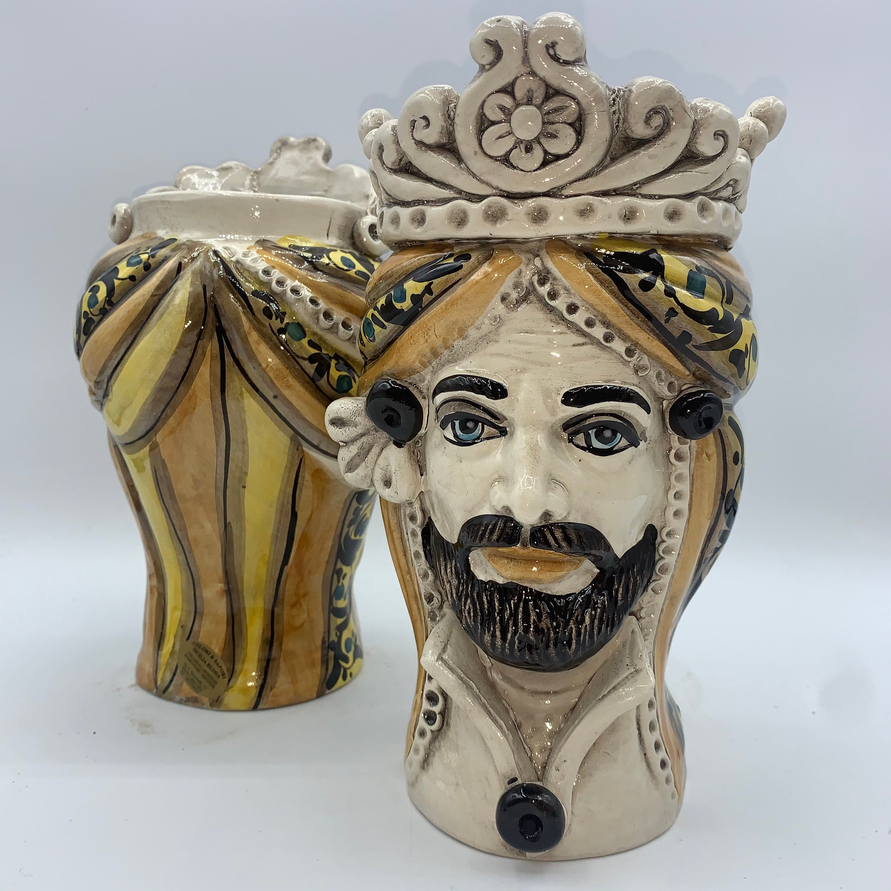 SICILIAN HEAD Sicilian Dark Brown Head in Caltagirone Ceramic Etsy