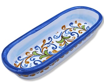 Oval bowl, Caltagirone ceramic, pocket emptier / comb holder, L 25 x 10 cm approx. (1 unit) various decorations