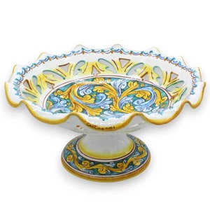 Scalloped and perforated Caltagirone ceramic stand, baroque decoration - with three size options, (1pc)