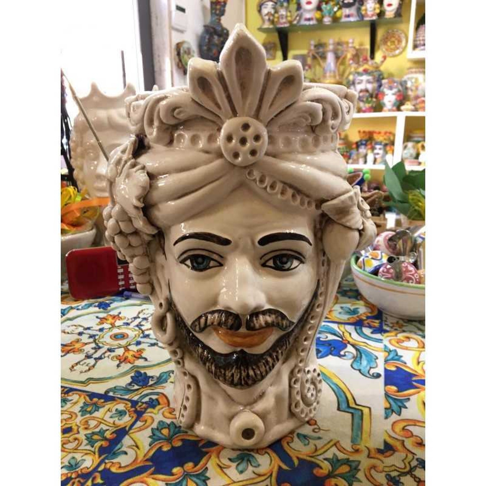 Sicilian head with ancient white fruit Caltagirone height Etsy