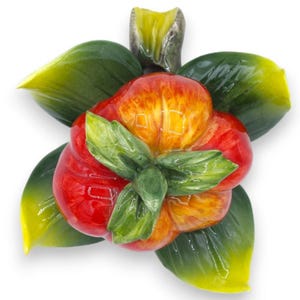 Bundle with tomato and leaf composition in fine ceramic - h 13 x 12 cm approx.