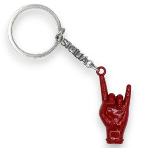 Steel Horn Keychain Against the Evil Eye with &quot;SICILY&quot; Engraving - Approx. 10 cm tall