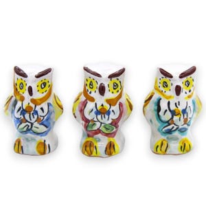 Caltagirone Ceramic Owl, approx. 5 cm high, Mignon (1 unit), random decoration and colour