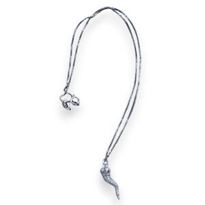 925 Silver Necklace with Lucky Horn and Zirconia, L 40 + 2 cm approx (1 Unit) two colour options