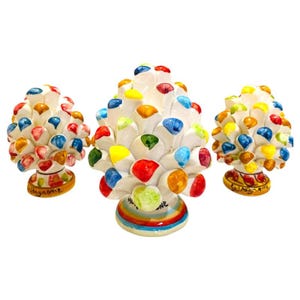Pomme de pin sicilienne multicolore avec base décorée, céramique Caltagirone - avec 2 options de taille (1pc)