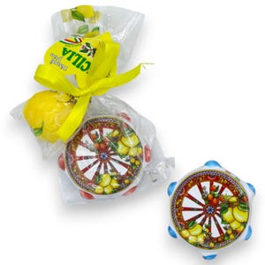 Magnet Sicily themed print with lemon vegetable soap (1 unit) various model options and random decoration
