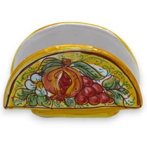 Portatovaglioli mezza luna in Ceramica di Caltagirone - h 8 x 13 cm ca (1pz) con 5 opzioni decoro