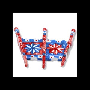 Sicilian Cart Side in Caltagirone Ceramic, in Various Decorations, 17 x 15 cm approx. Mod BR