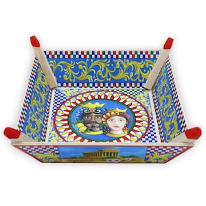 Wooden crate - Basket, tray or empty pockets for storing objects, Sicilian cart decoration, 4 size options (1 unit)