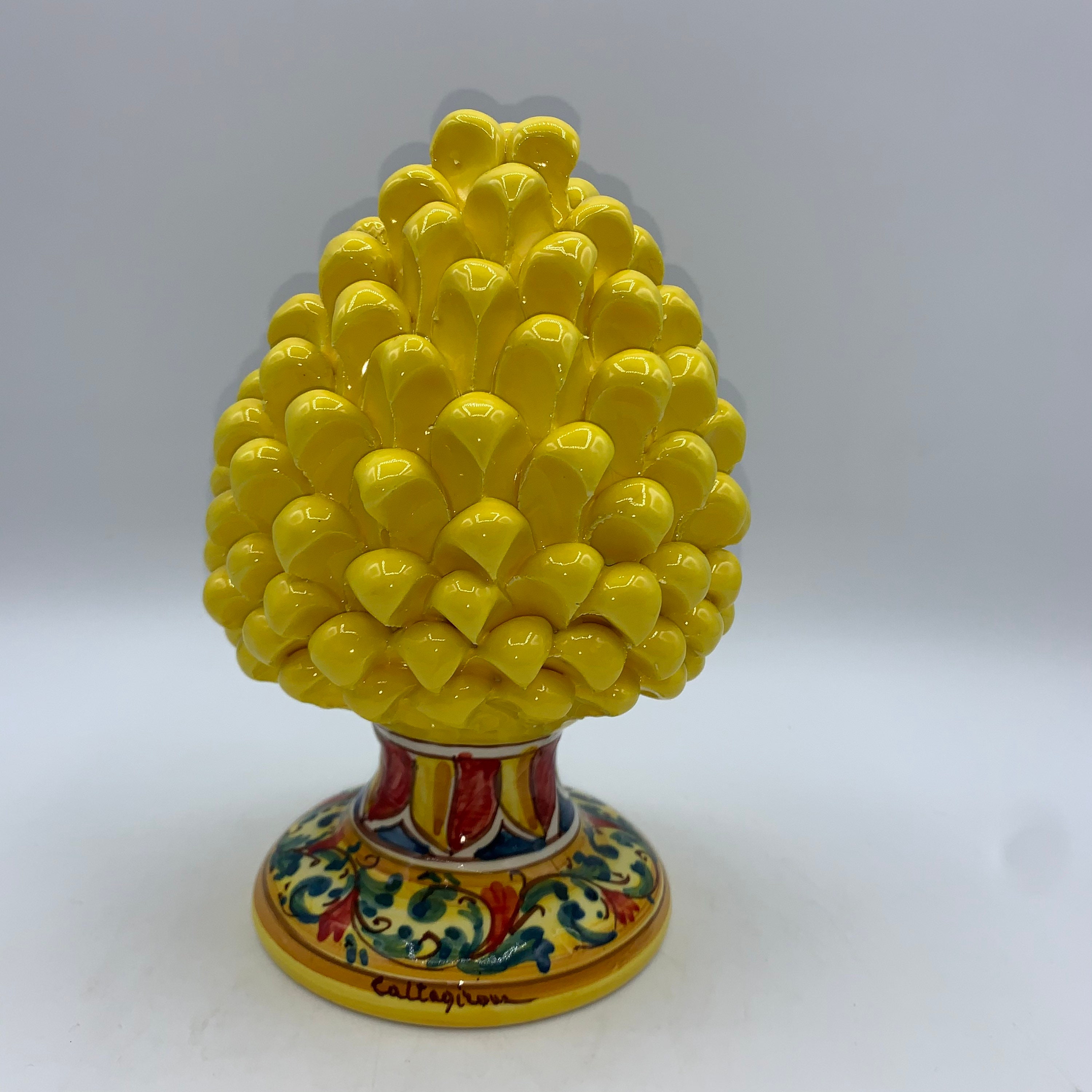 Sicilian ceramic pine cone of Caltagirone cm 22 made entirely by hand