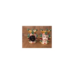 Pair of Moorish Heads from Caltagirone, 15 cm high