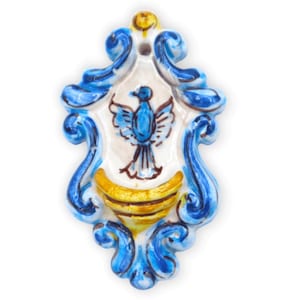 Holy water stoup (1 unit) in Caltagirone ceramic, selectable decoration, h 8 cm x W 5 cm approx.