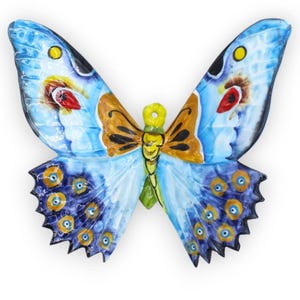 Multicolored butterfly in fine Sicilian ceramic, random decoration and color, various size options (1 Unit)