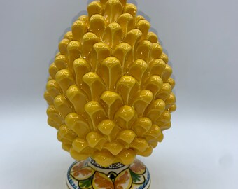 Sicilian ceramic pine cone of Caltagirone cm 22 made entirely by hand