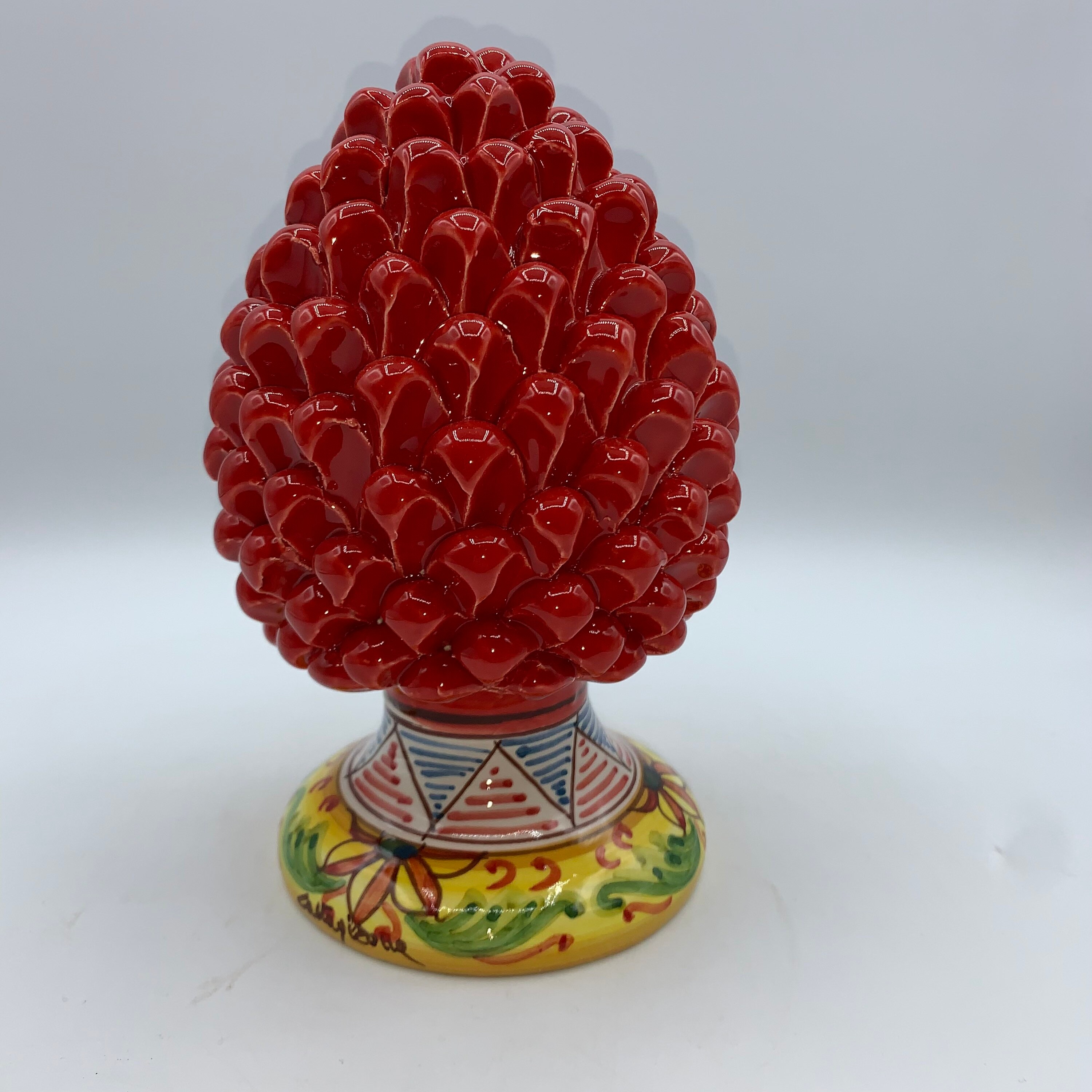 Sicilian ceramic pine cone of Caltagirone cm 22 RED made | Etsy