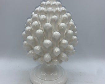 Pomme de pin en céramique sicilienne de Caltagirone 20 cm réalisée entièrement à la main, symbole de prospérité, de fertilité, de longévité