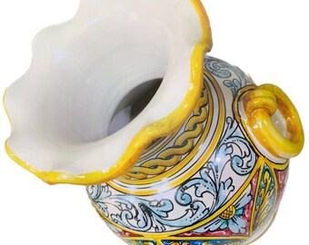 イタリア陶器　シシリア島パレルモで購入 旋盤で作られたシチリアの陶器の花瓶、バロックパレルモ装飾