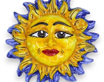 Sun with colored rays, in Caltagirone ceramic - H approx. 18 x 18 cm (1 pc) With 5 color options